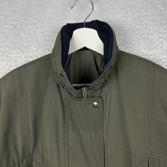 London Fog Field Coat Mens S Green Utility  Vintage Rain Jacket Rollaway Hood - Picture 4 of 16